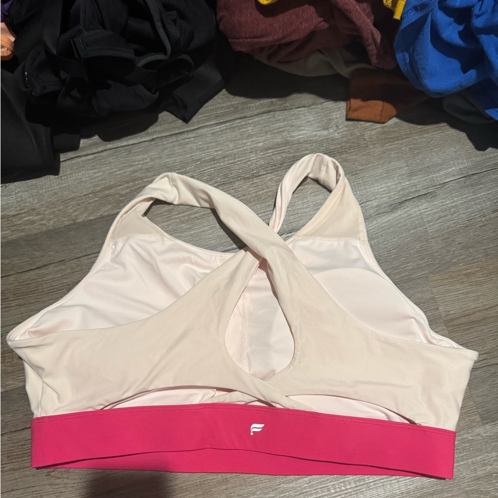 Pink Fabletics sports bra